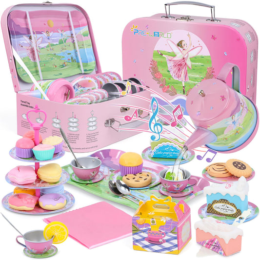 PRE-WORLD tea party set teapot with musical movement for imaginative play