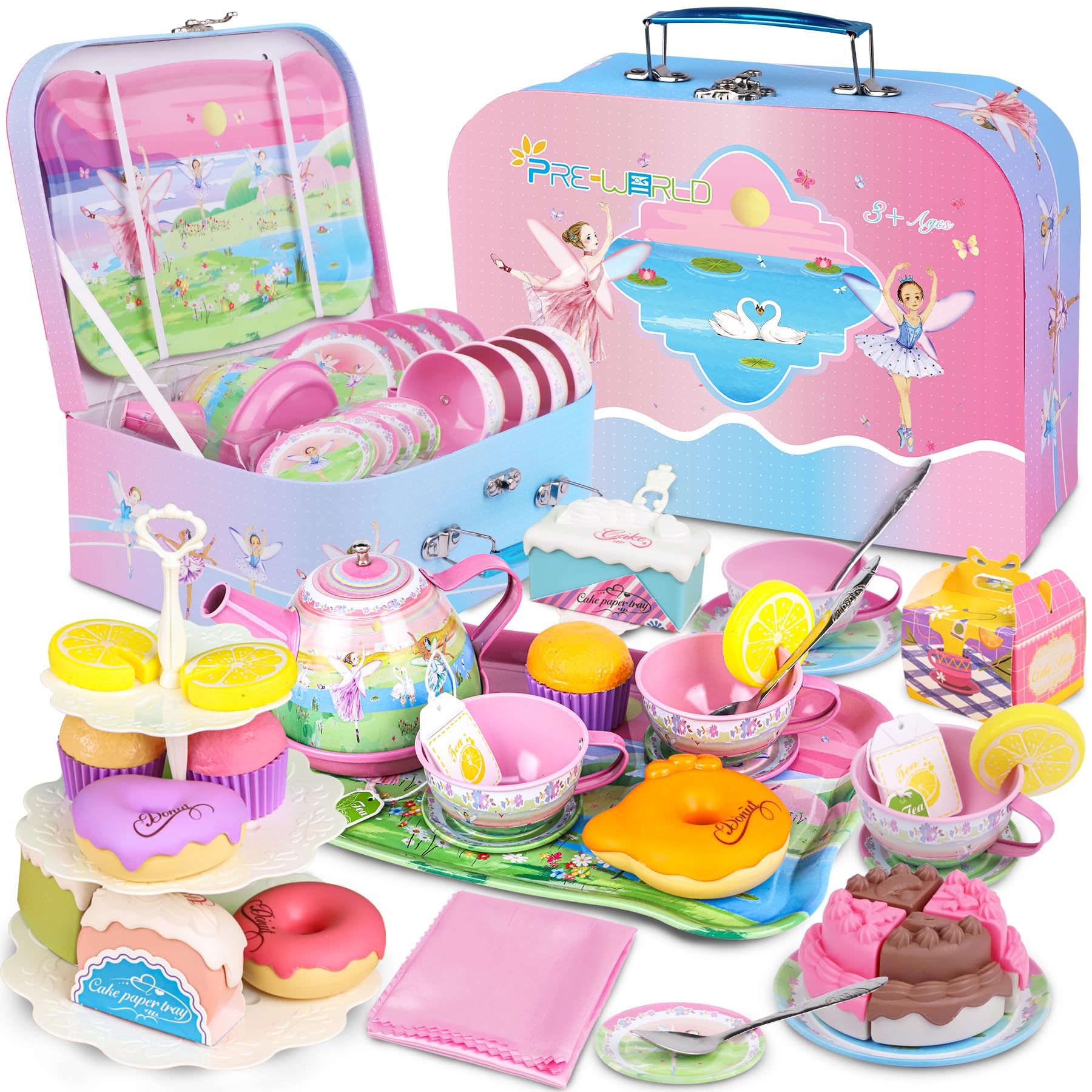 PRE-WORLD tea set teapot for pretend play and imaginative tea parties.