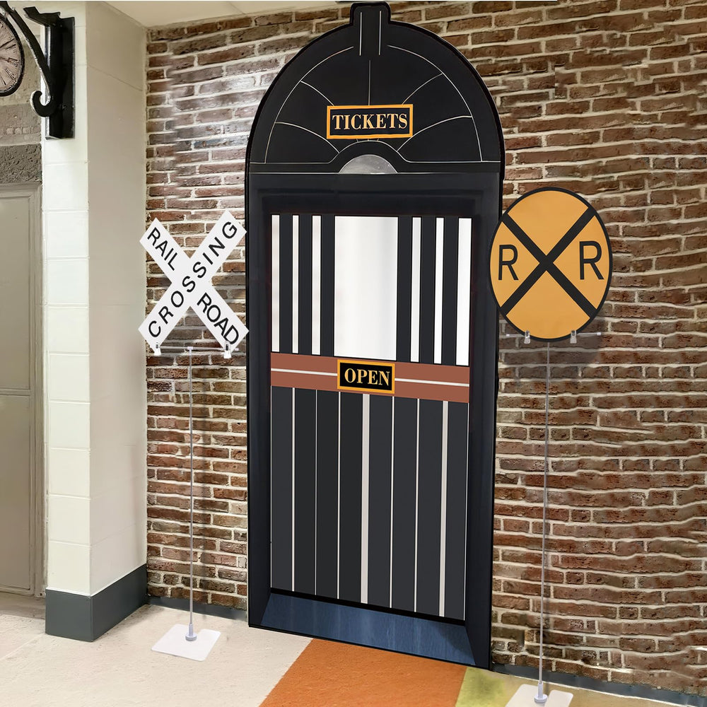 Preboun express train banner with hanging rope enables quick setup