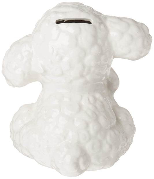 Precious Moments Heaven’s Blessing Lamb Piggy Bank side view, perfect nursery decor and easy savings.