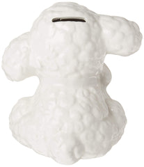Precious Moments Heaven’s Blessing Lamb Piggy Bank side view, perfect nursery decor and easy savings.