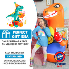 Preferred Toys Dino Punching Bag base filled with sand for sturdy stand during punches