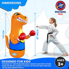 Preferred Toys Dino Punching Bag base filled with water for easy reset and storage