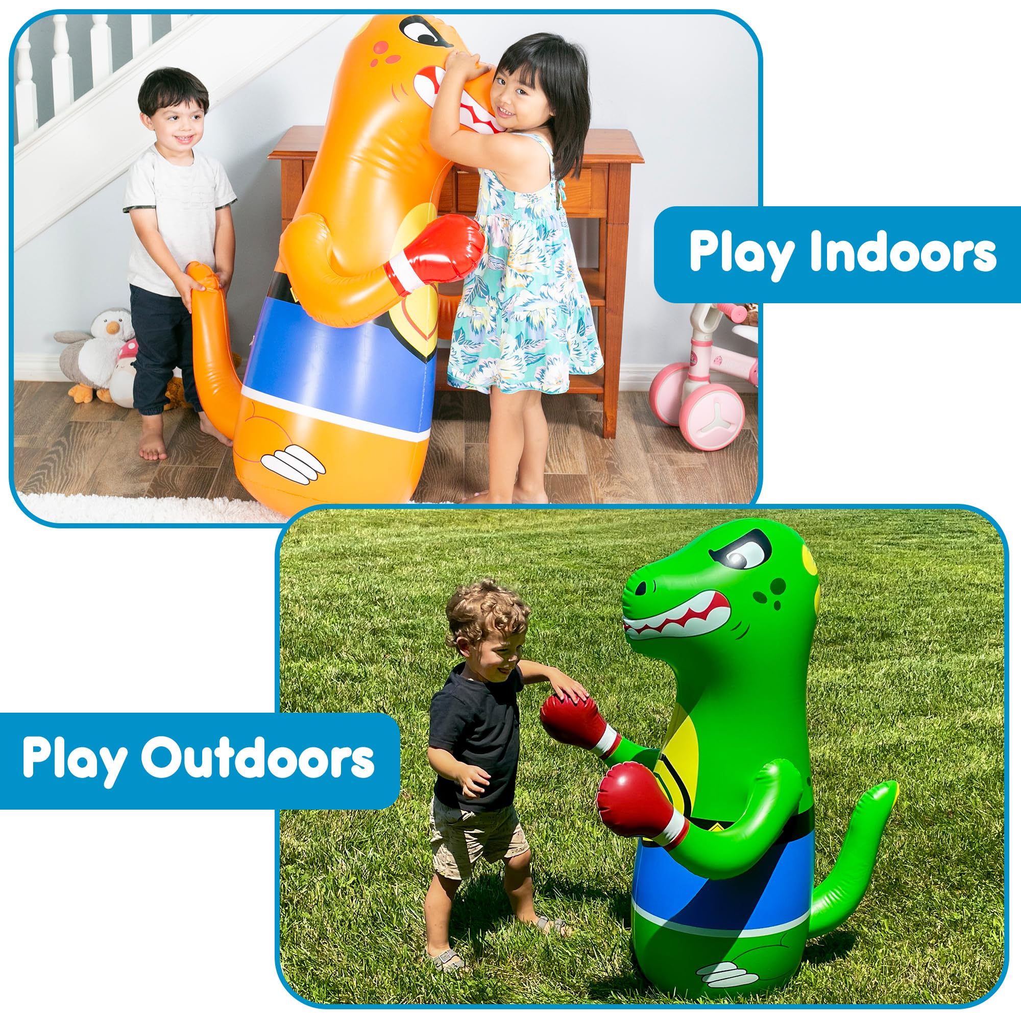 Preferred Toys Dino Punching Bag middle target circle aids focus during play