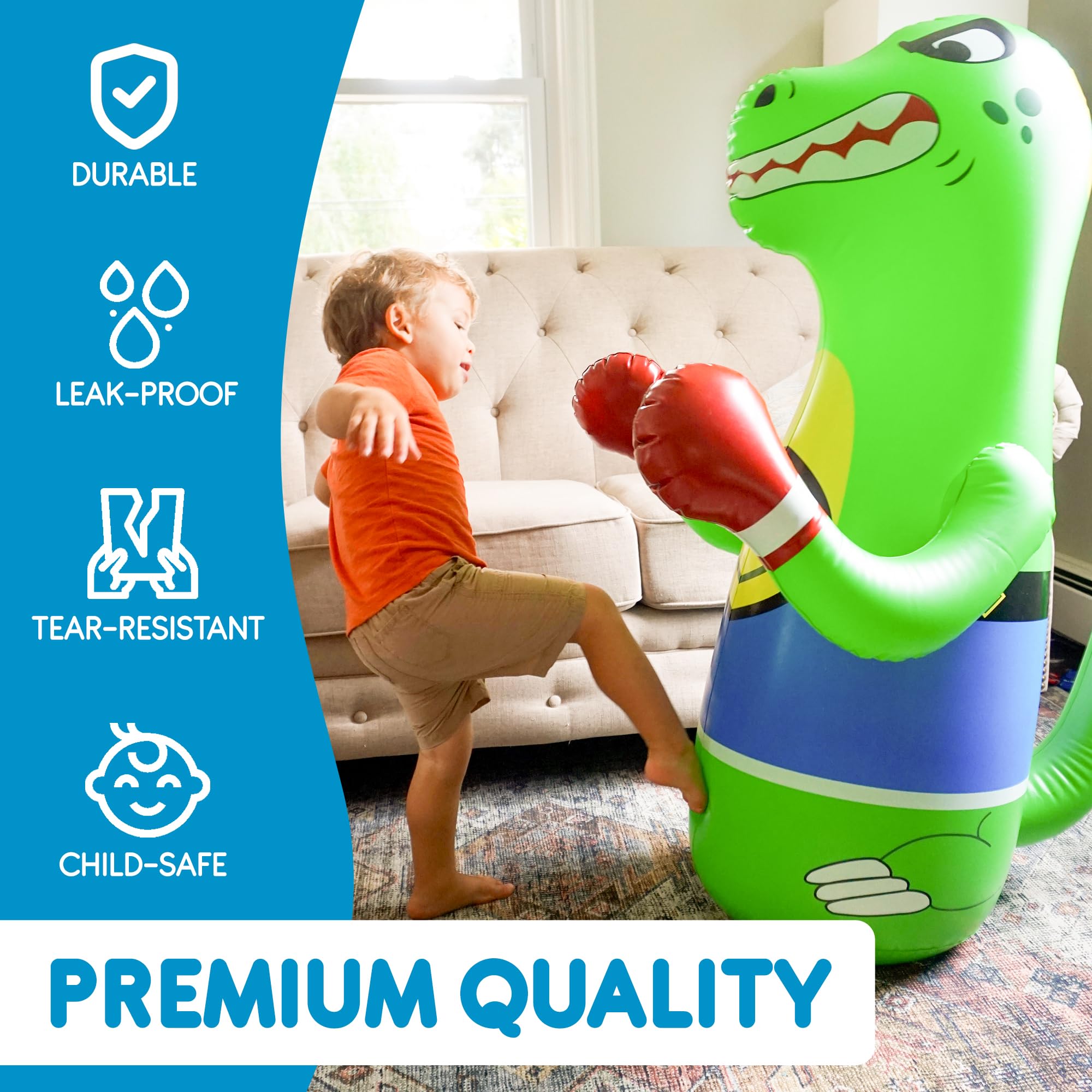 Preferred Toys Dino Punching Bag orange color enhances playful aesthetics