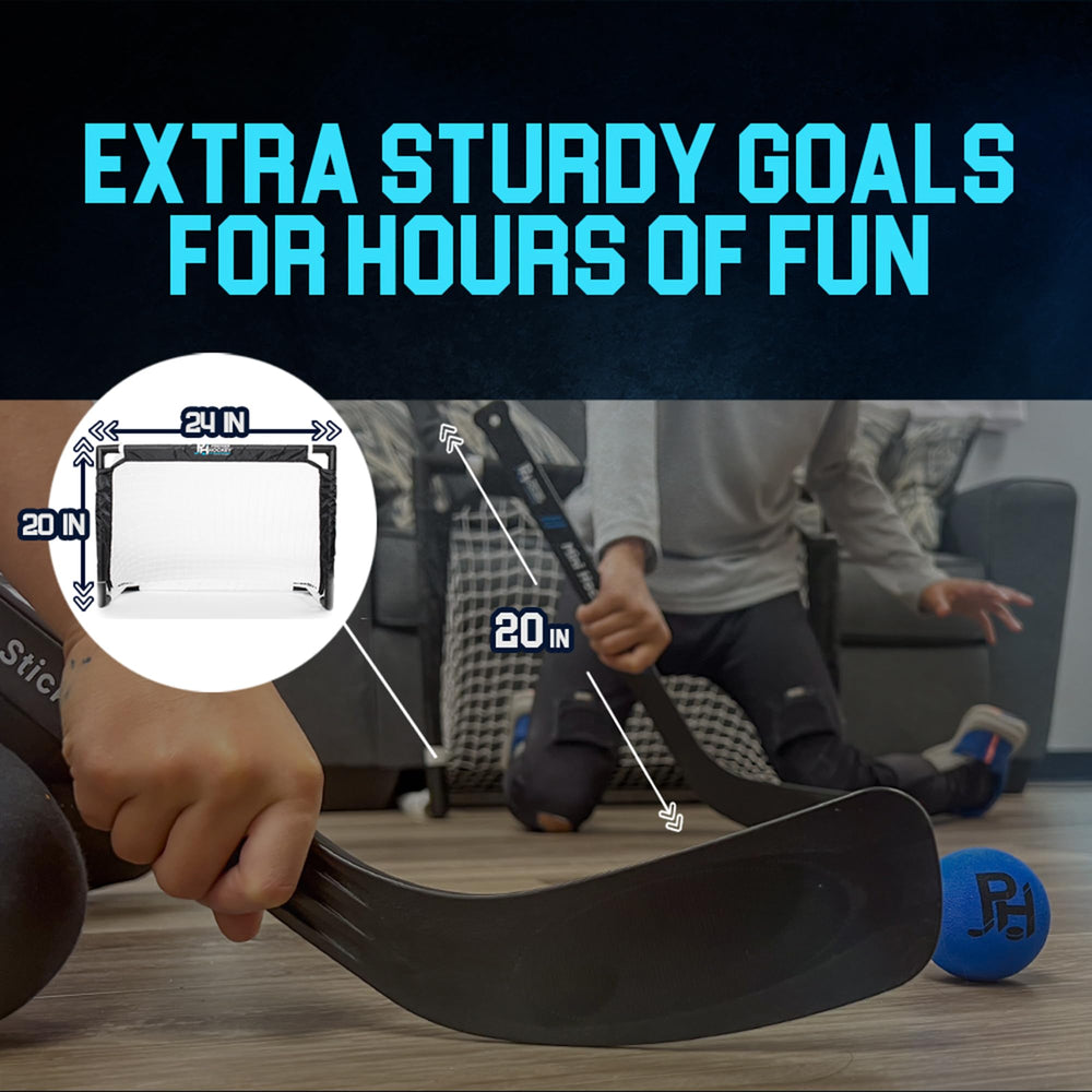 Premier Sports knee hockey set indoor play area shown