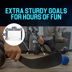 Premier Sports knee hockey set indoor play area shown