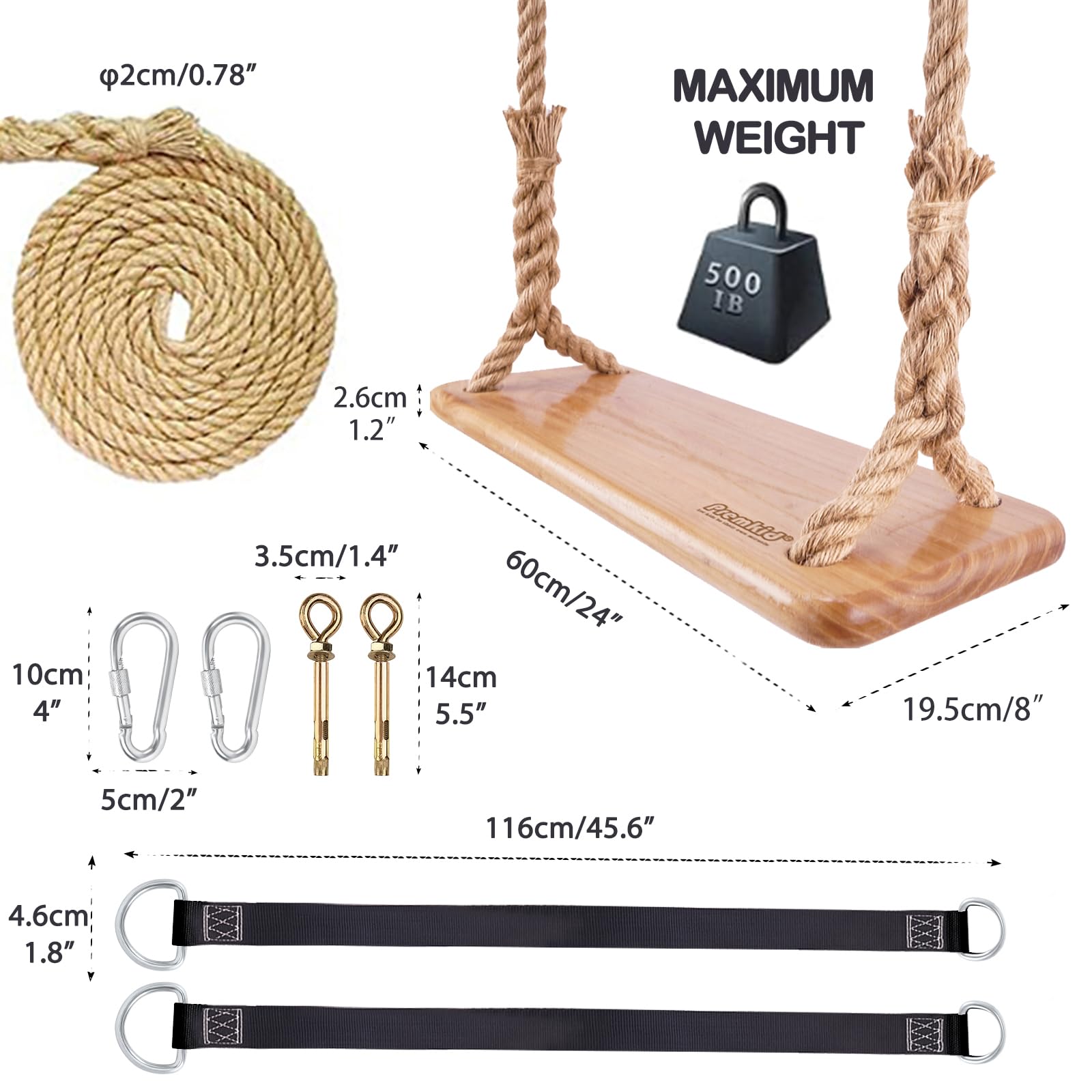 Premkid included 40-inch straps for versatile indoor or outdoor hanging