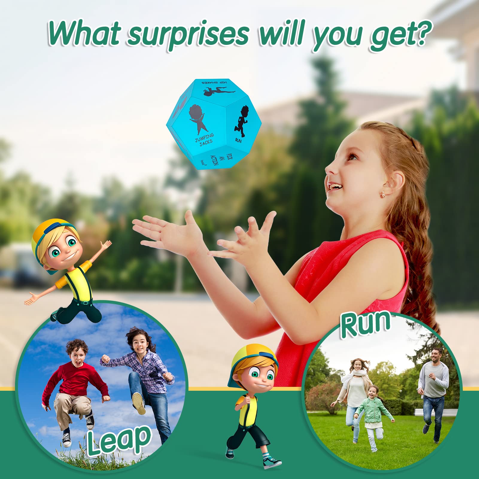 Premkid blue action patterns dice support motor skill practice in classrooms