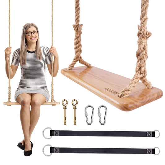 Premkid hanging wooden swing seat 24x8 for outdoor fun and safe seating