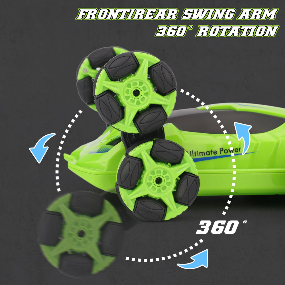 PREPOP 8WD RC car with 360° rolling tires enables versatile terrain play.