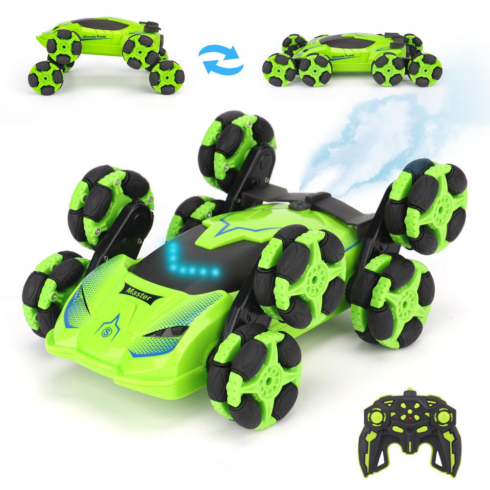 PREPOP 8WD RC stunt car with music and LED lights for outdoor fun.