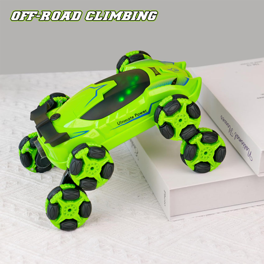 PREPOP 8WD RC car featuring spray effects and vivid LED lighting for immersive use.