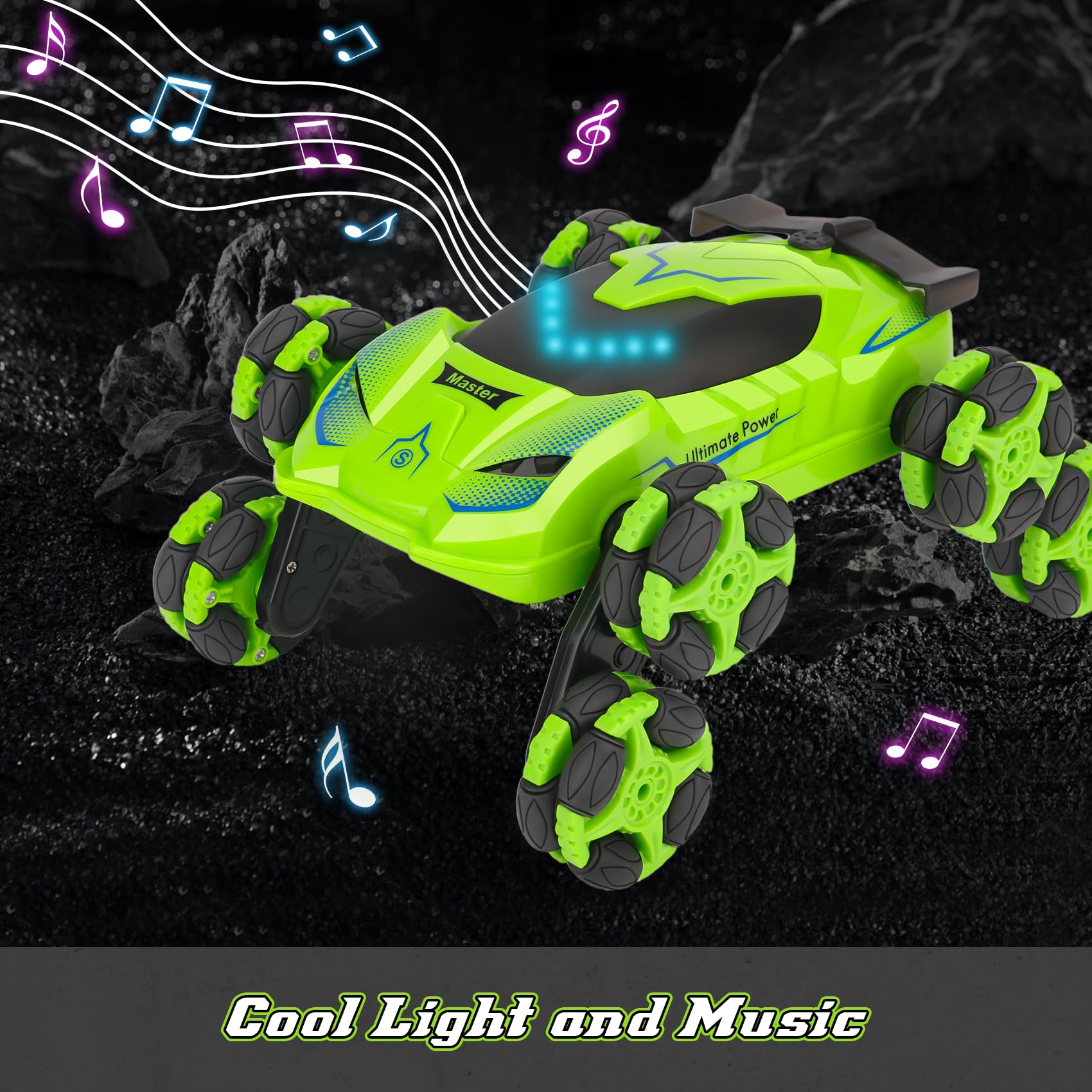 PREPOP 8WD RC car conquers lawns and gravel with multi-terrain traction.