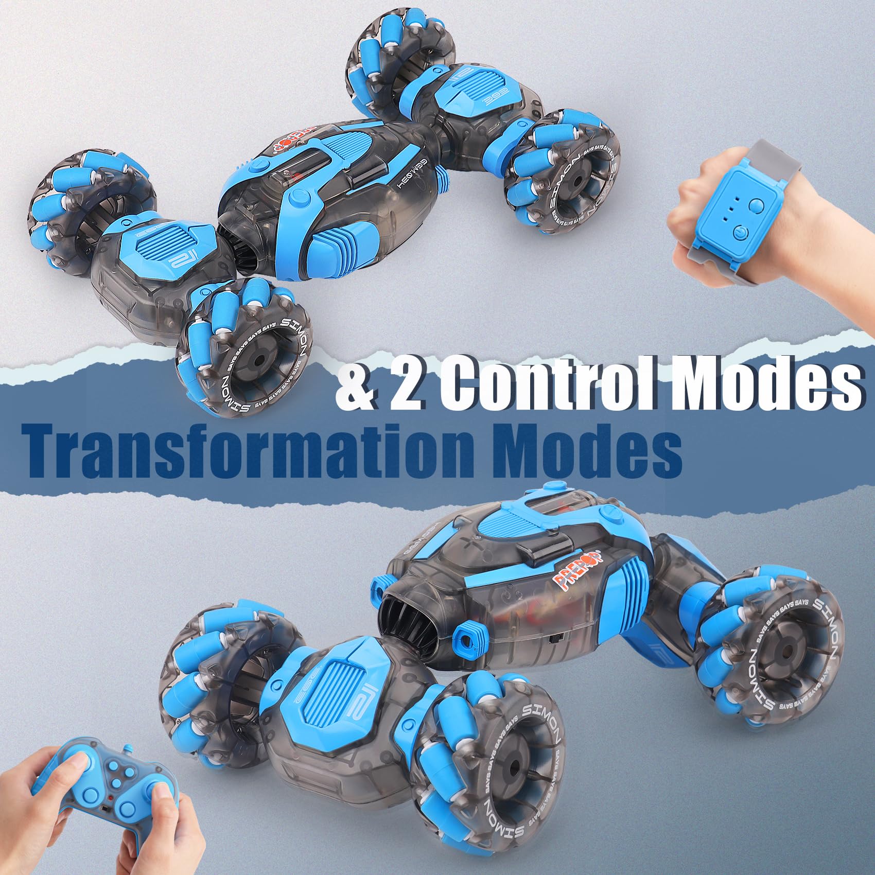 PREPOP RC stunt car with lights and music for immersive visuals