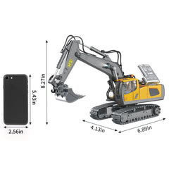 PREPOP excavator action close-up showing digging motion and alloy bucket