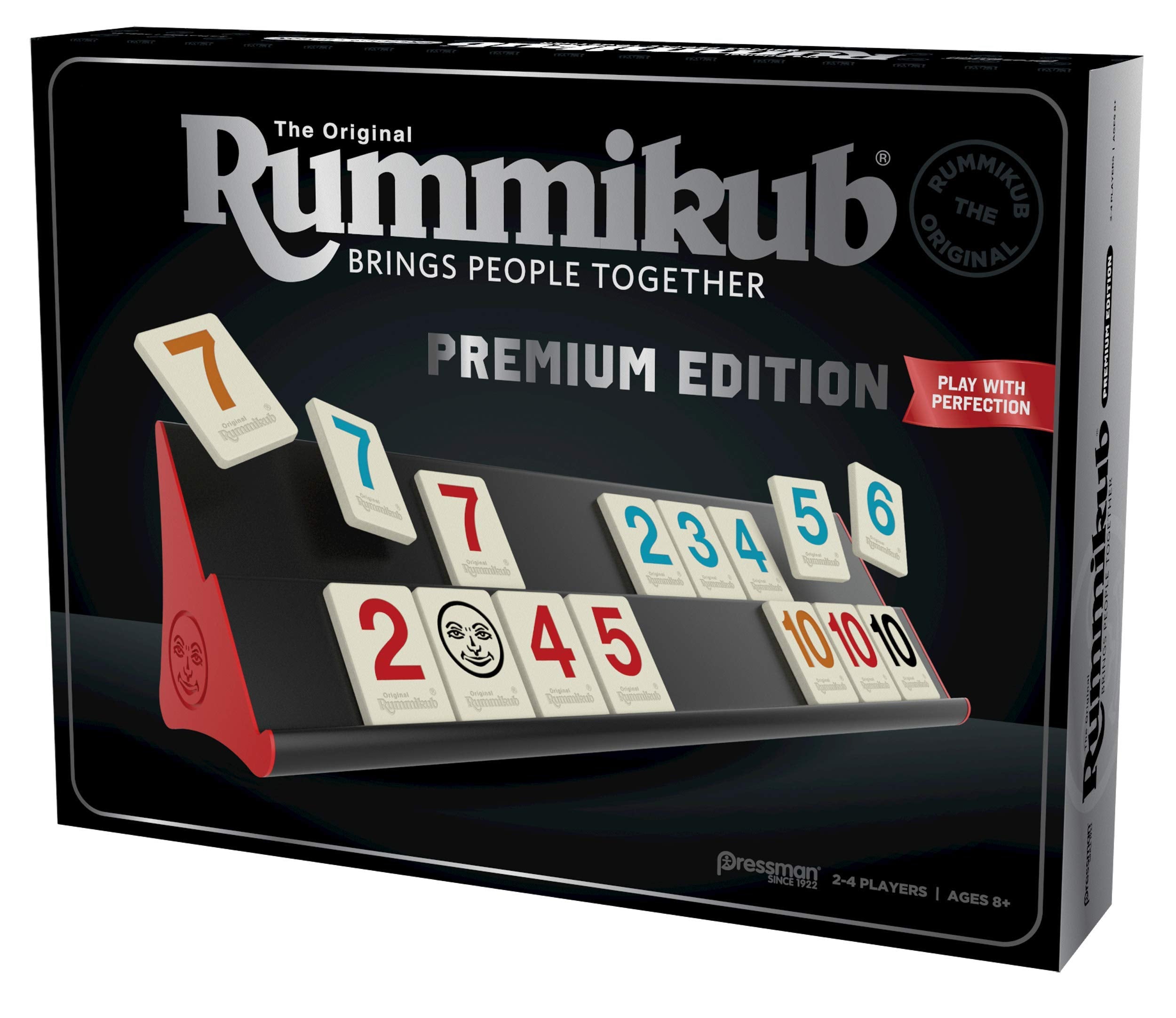 Pressman Rummikub Premium Edition Silver design highlights a sleek look.