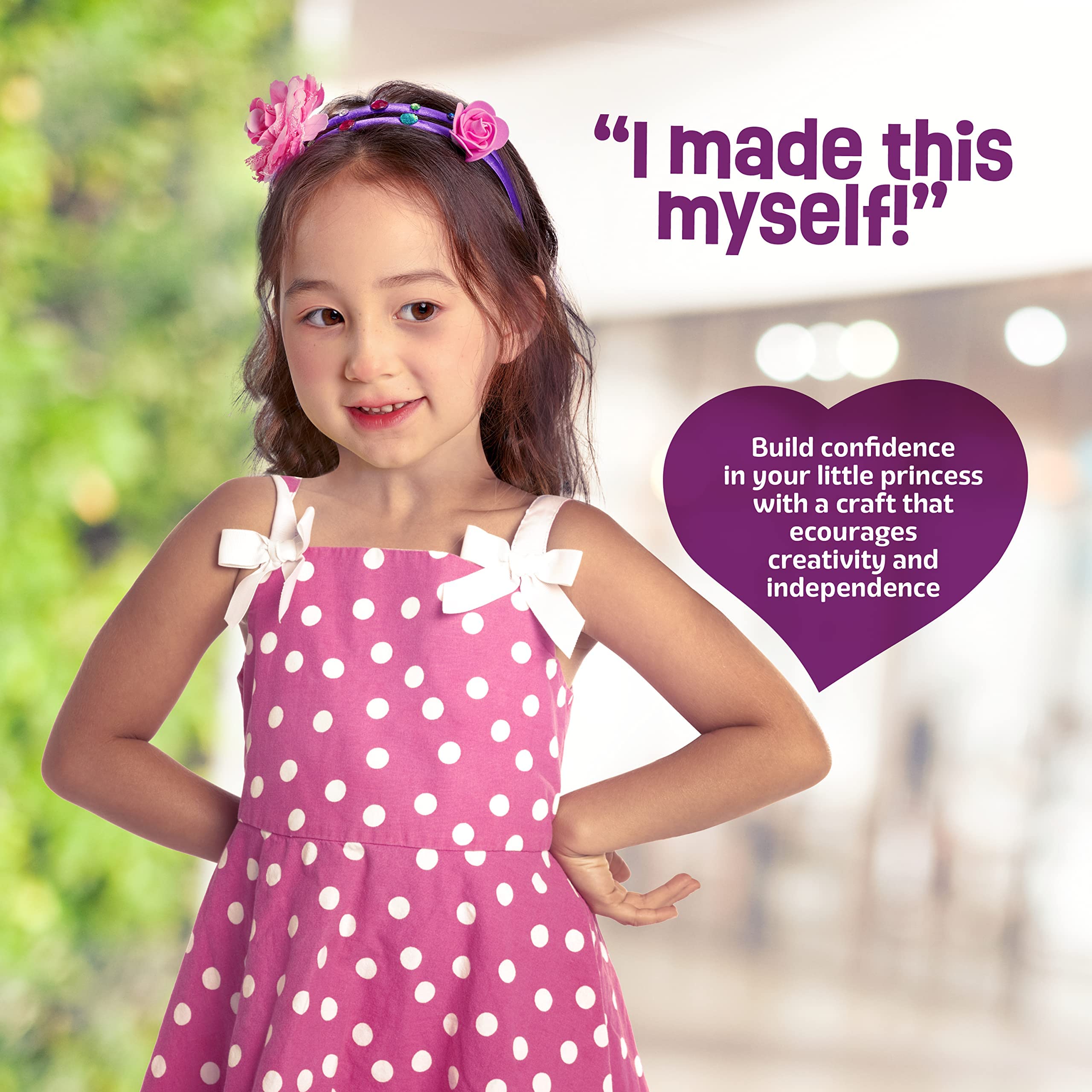 Pretty Me display-ready headbands showcase kids' finished creations.