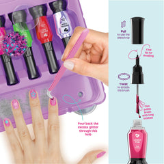 Pretty Me Nail Art Studio colorful confetti sparks playful accents on nails.