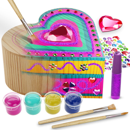 Pretty Me Paint Your Own Treasure Box front view for creative storage and keepsake memories.