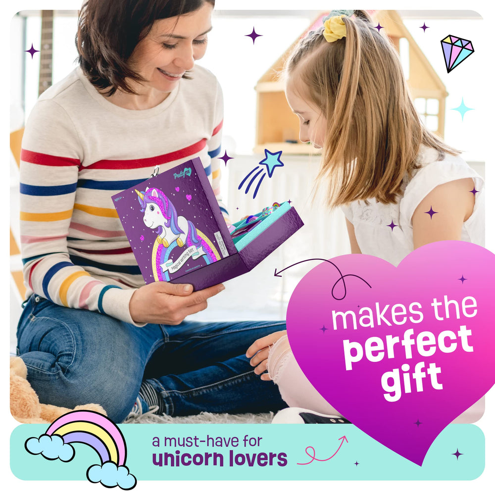 Pretty Me unicorn stationery envelopes pair with cards for personalized letter delivery.