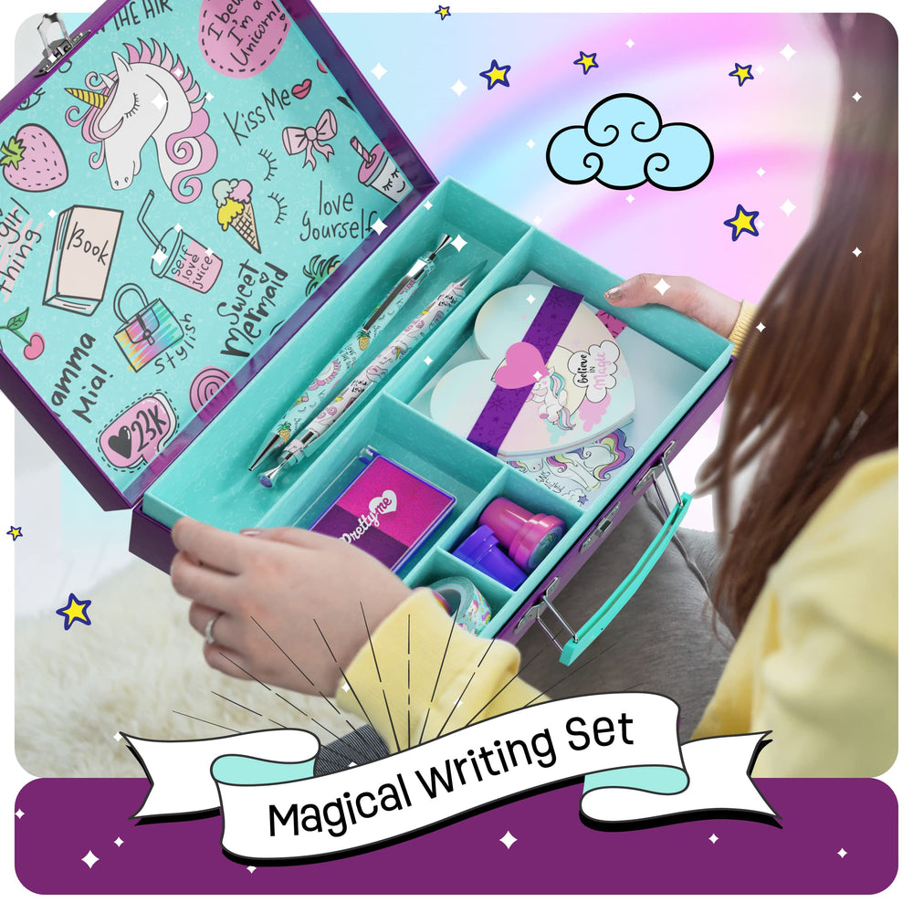 Pretty Me unicorn stationery heart cards invite secret notes and kind messages.