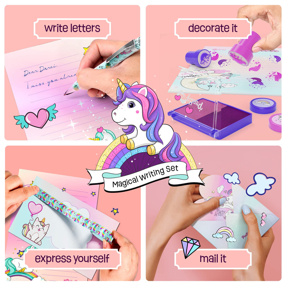 Pretty Me unicorn stationery unicorn tape seals projects with whimsy.