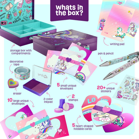 Pretty Me unicorn stationery writing pad inspires imaginative writing and note taking.