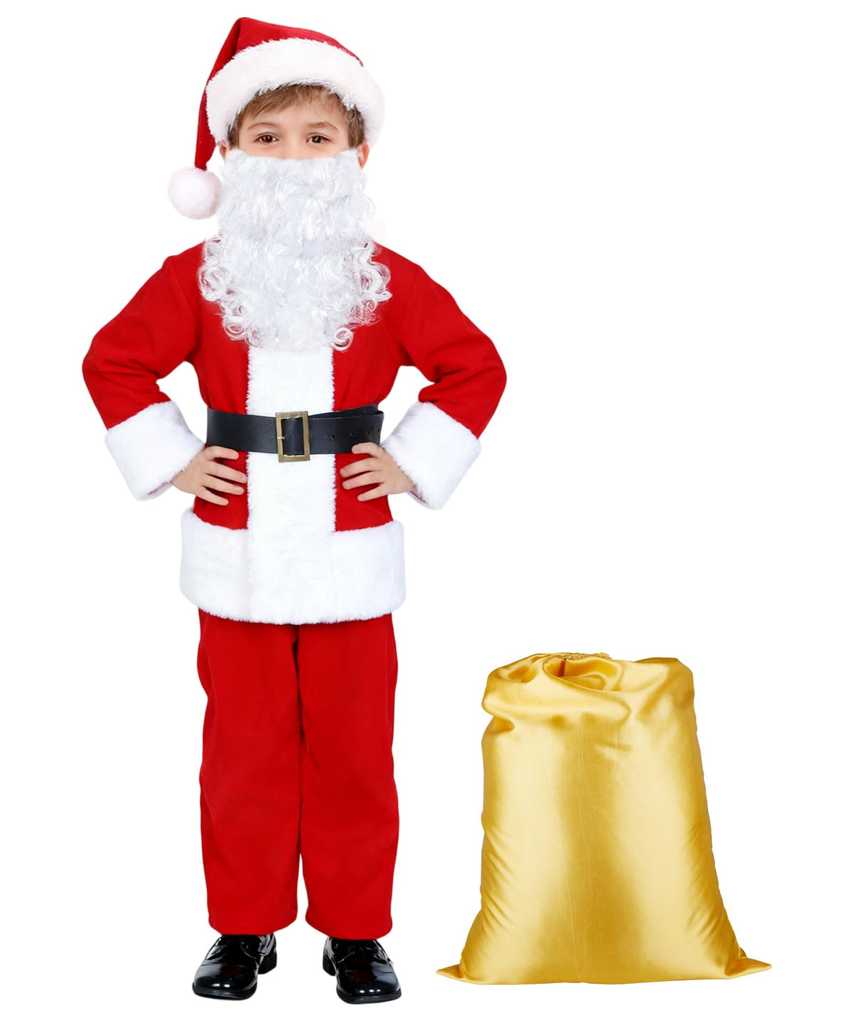 PrettyQueen boys Santa coat with red flocking for festive warmth and style