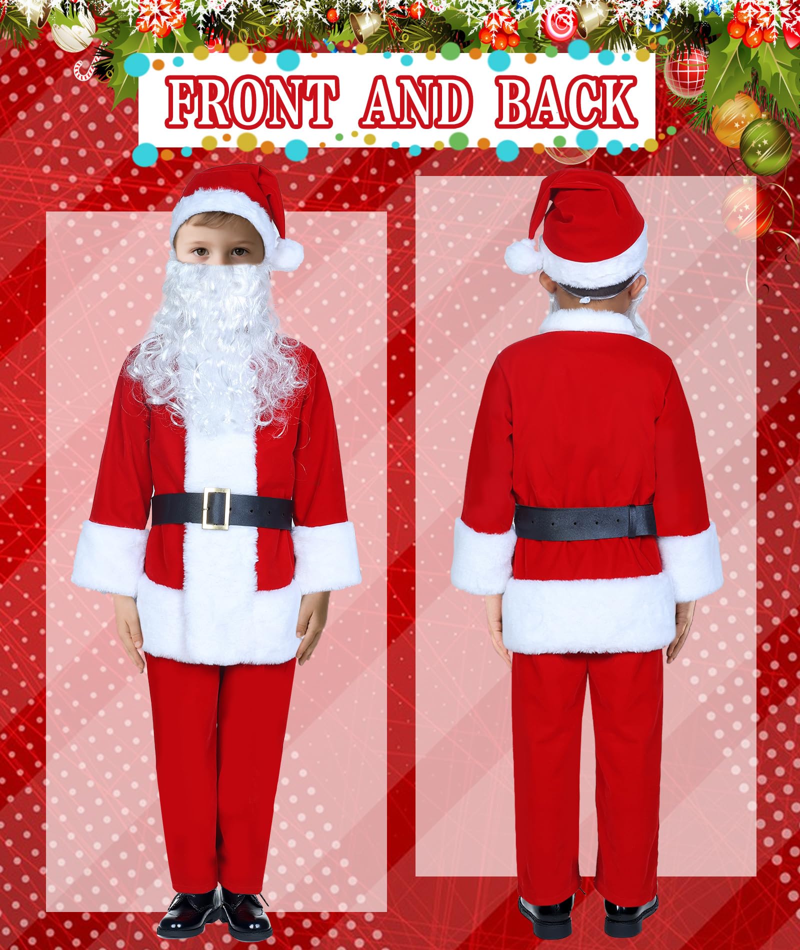 PrettyQueen boys Santa pants with elastic waist for easy movement