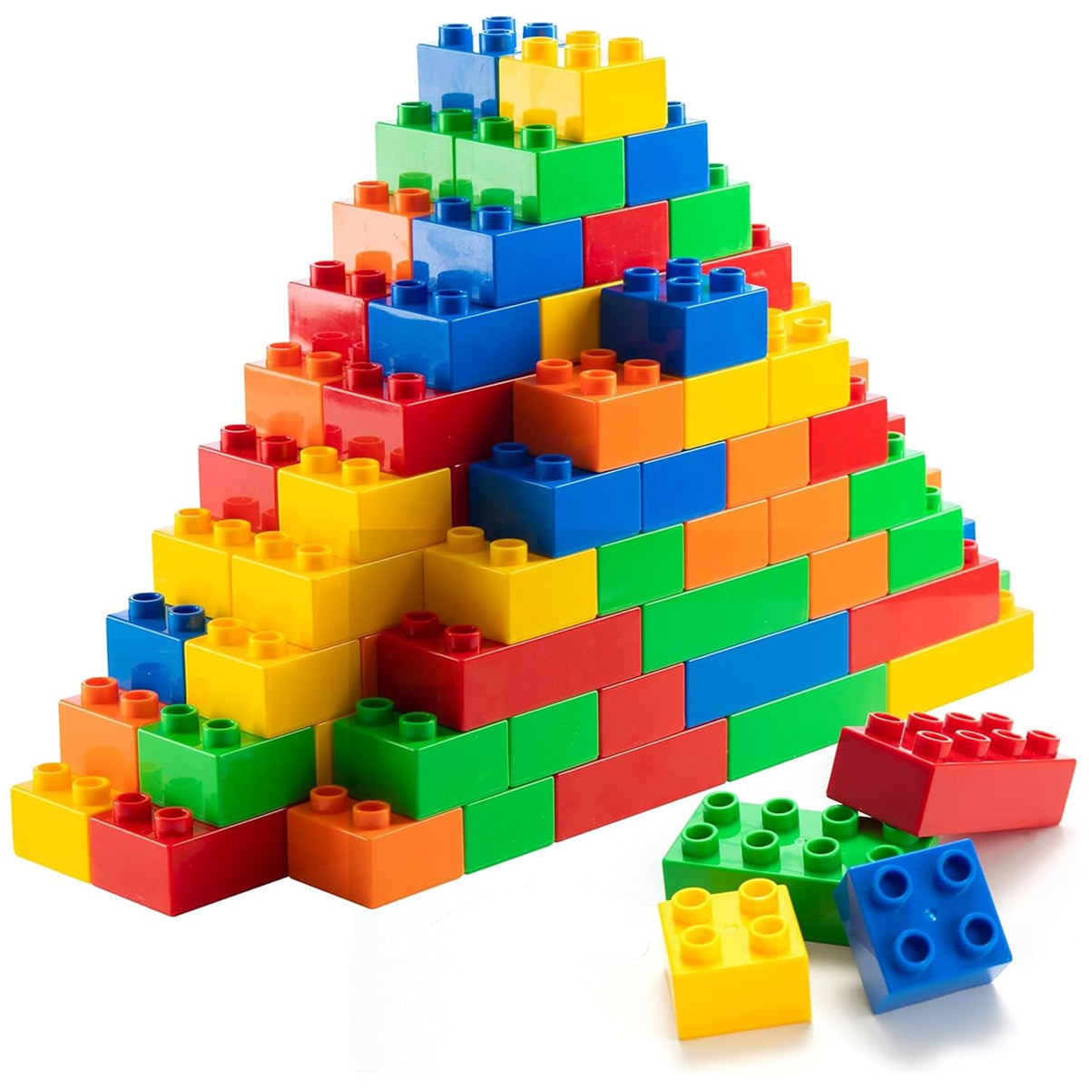 PREXTEX 100-piece green square blocks for stackable play and color recognition.