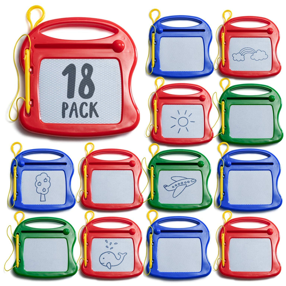 PREXTEX 18-pack magnetic drawing boards offer reusable fun for kids at parties.
