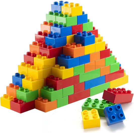 PREXTEX 150-piece building blocks close-up showing colorful bricks for creative play and fine motor practice