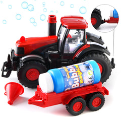 Prextex bump and go bubble tractor front view with lights for outdoor play.