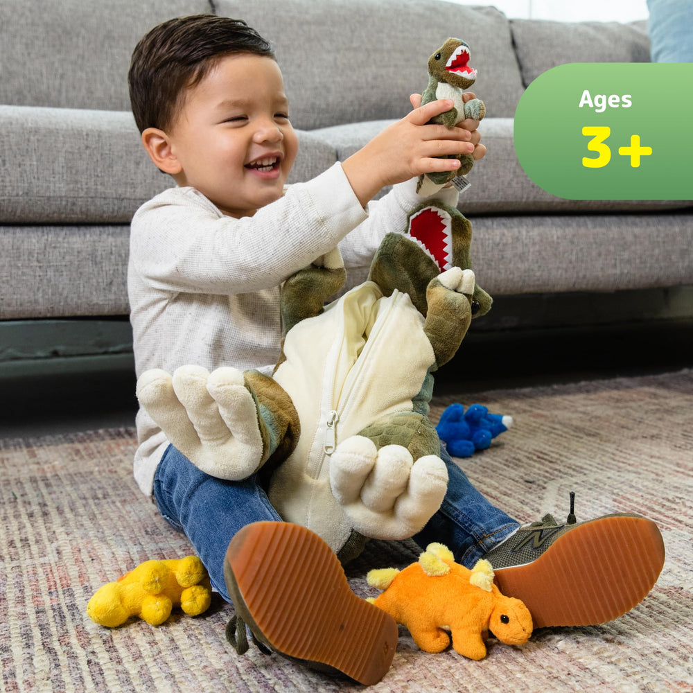 PREXTEX dinosaur set encourages imaginative play with T-Rex and baby dinos.