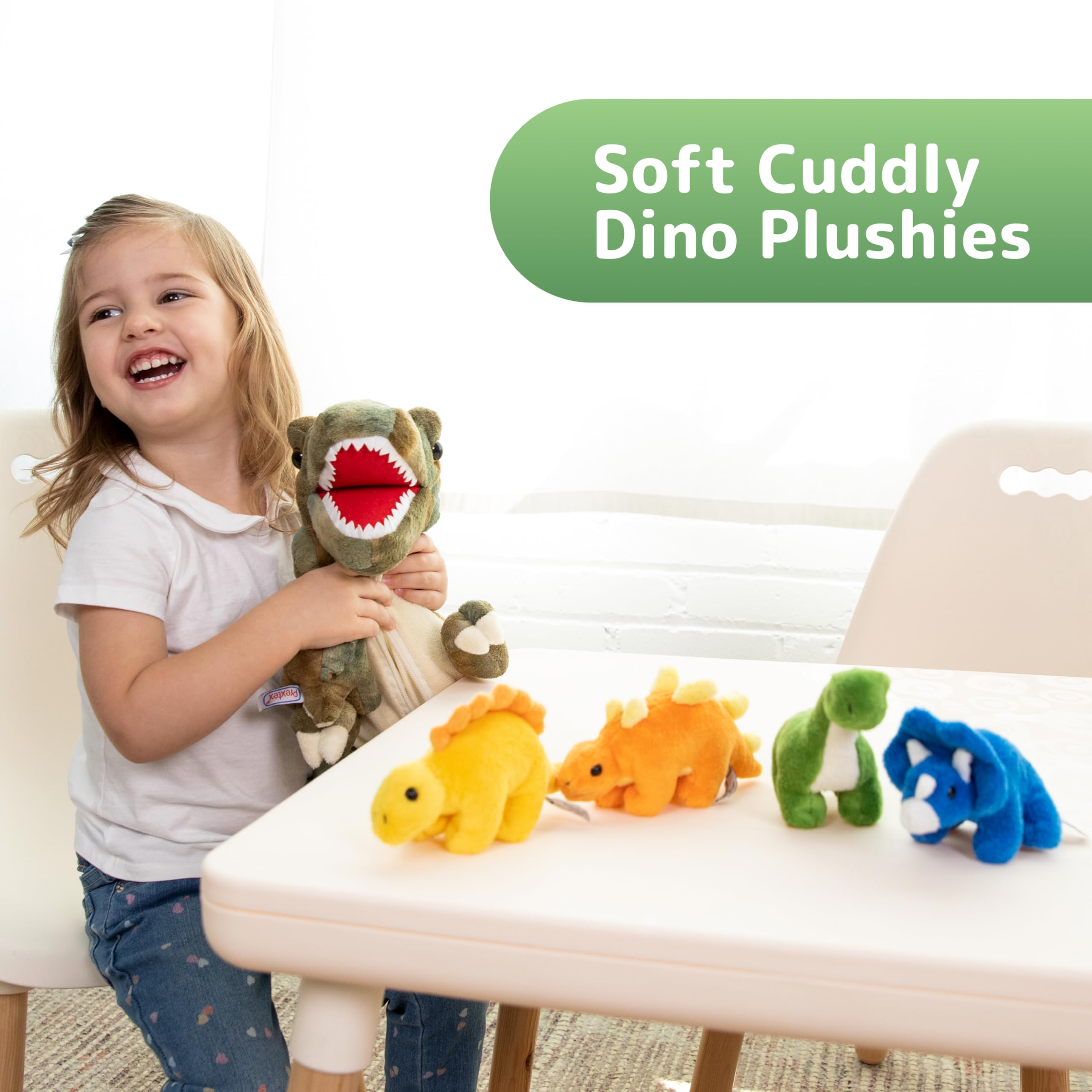 PREXTEX dinosaur set zippered pouch for portable storage during travel.