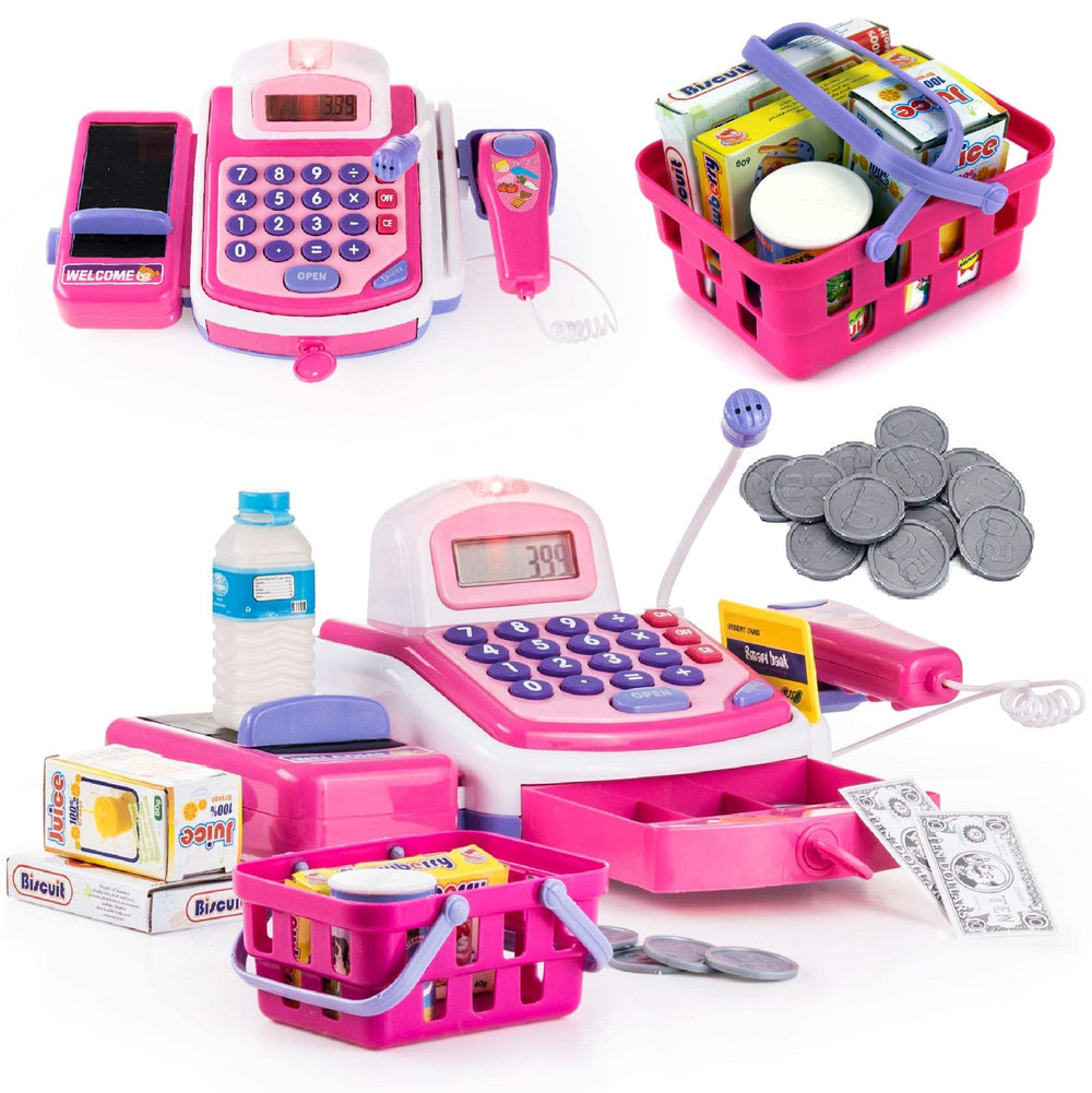 PREXTEX grocery register scanner; kids hear beeps while practicing basic math