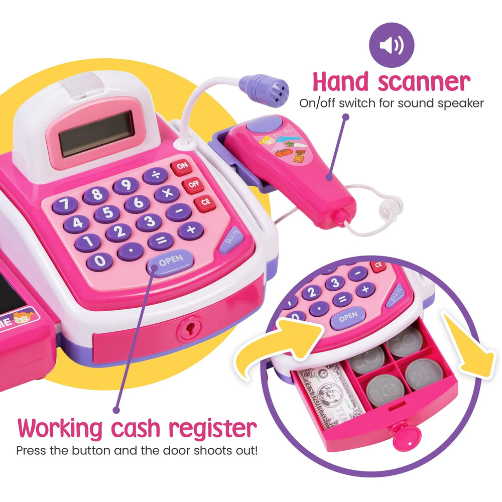 PREXTEX kids microphone toy; interactive storytelling and checkout role-play