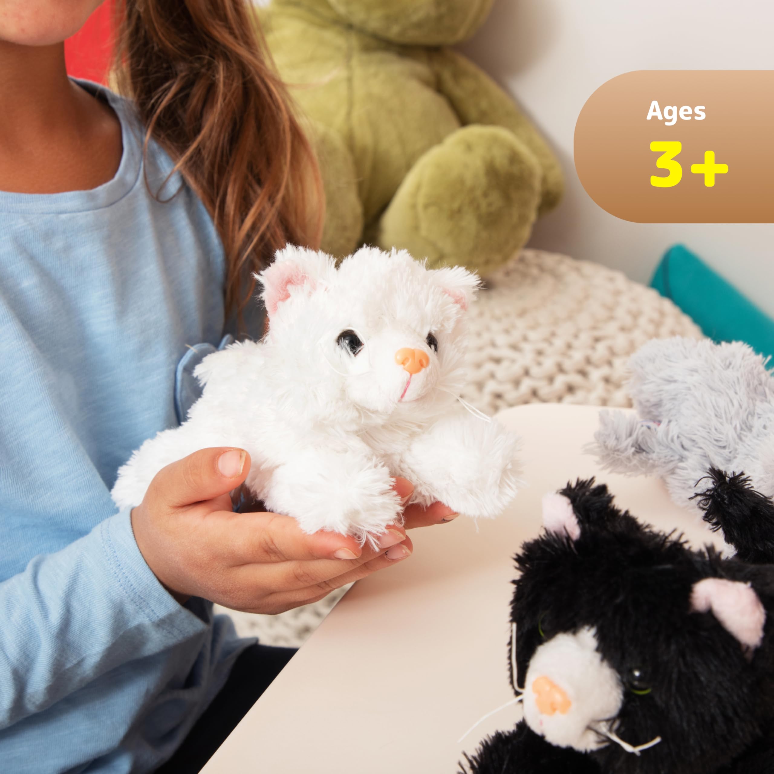 Play-ready plush set enables gentle, interactive pretend play.