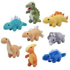 PREXTEX Plush Dinosaurs 8-pack front view for imaginative play and cuddly storytelling.
