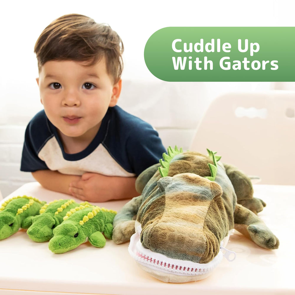 PREXTEX alligator babies inside show zipper storage for tidy, portable toy sets