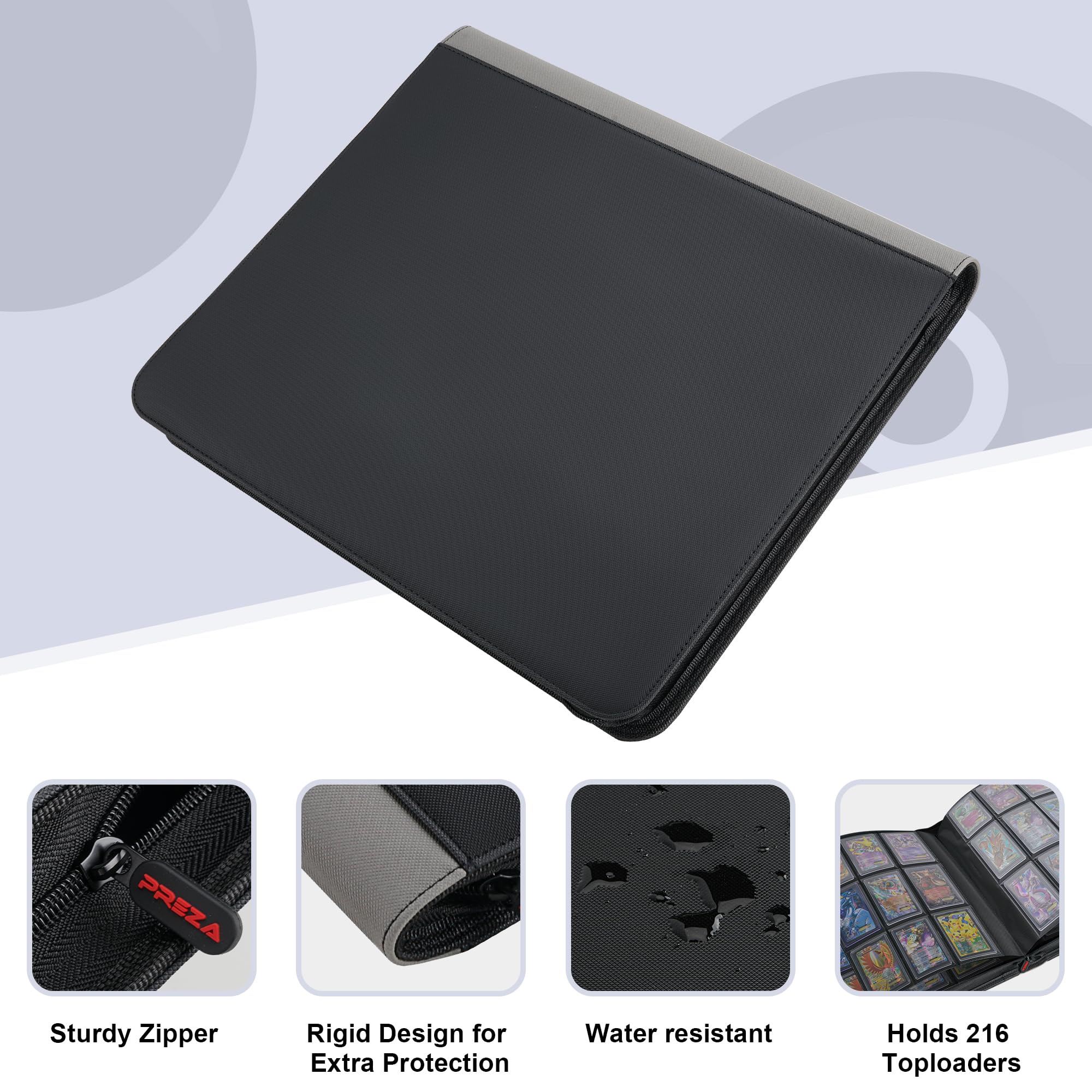 PREZA Toploader Binder travel-friendly design helps keep collections organized on the go.