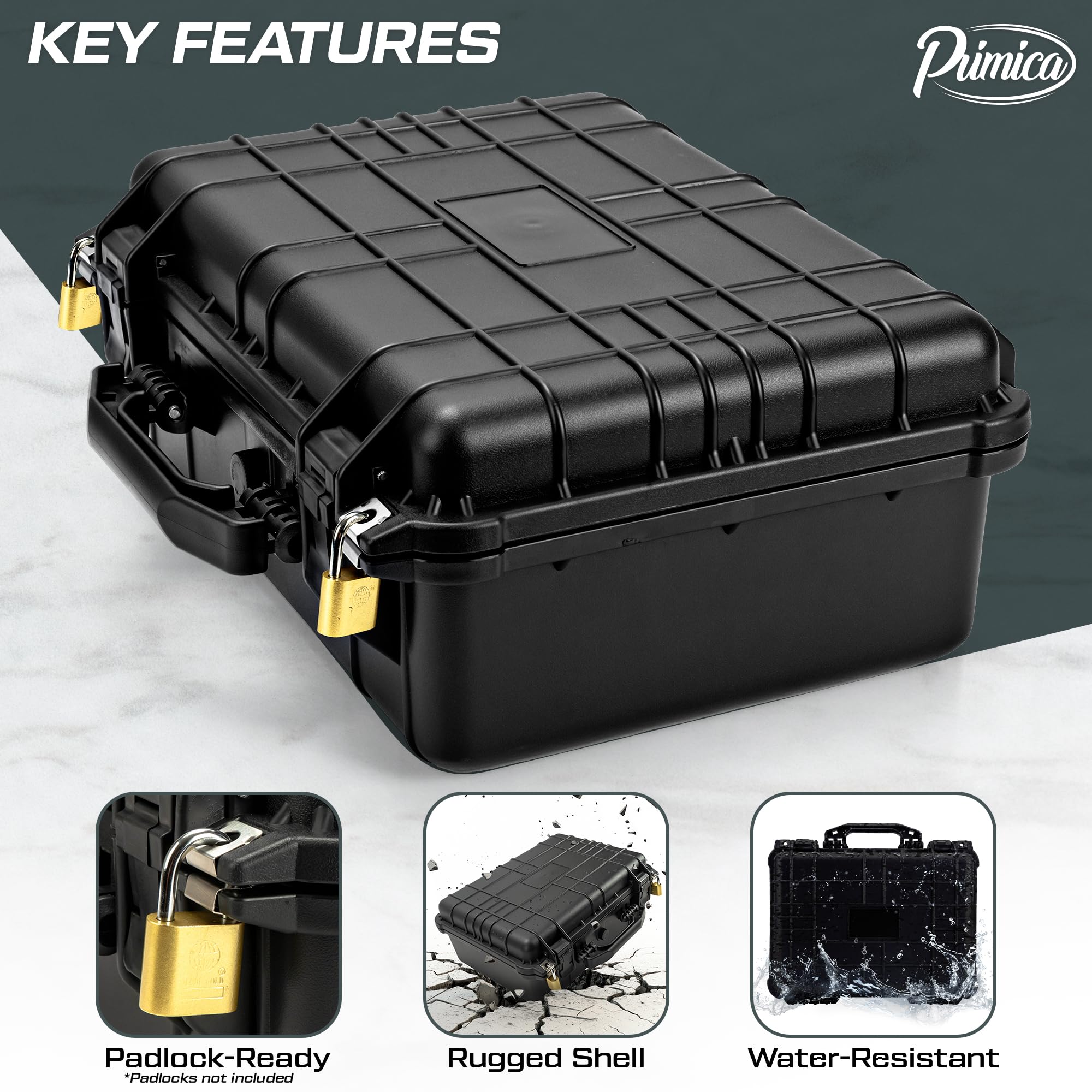 Primica box features adjustable compartments to organize slabs and toploaders