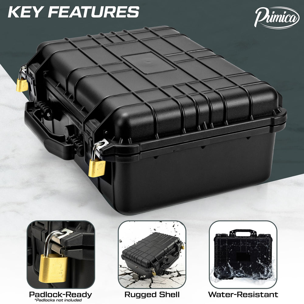 Primica box features adjustable compartments to organize slabs and toploaders