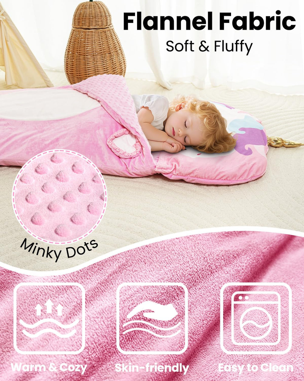 Primlect 3-in-1 sleeping bag nap mat in pink, ideal for naps and travel.