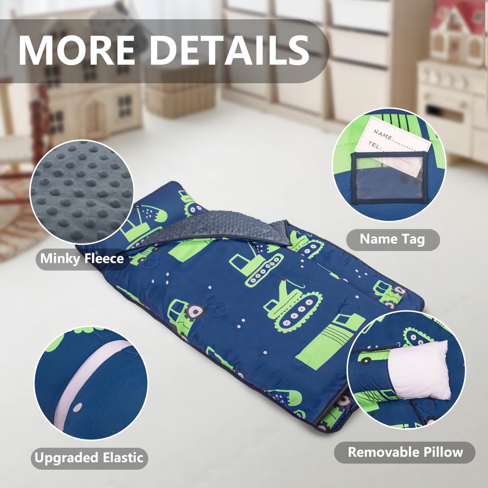 PRIMLECT nap mat roll-up design with name tag for quick storage