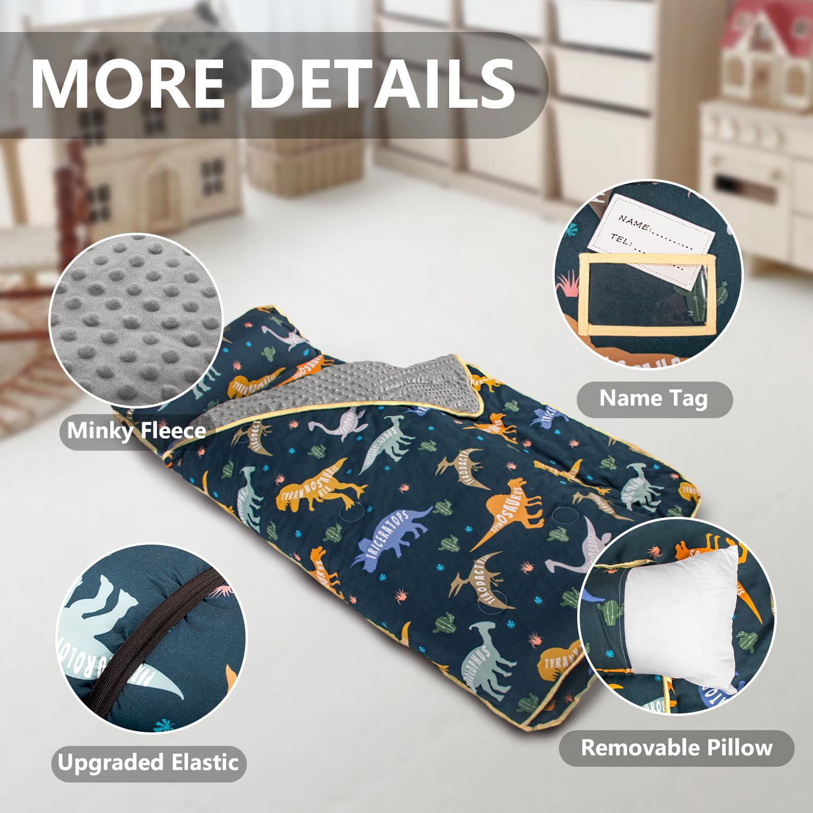 PRIMLECT daycare-ready nap mat with name tag keeps spots.