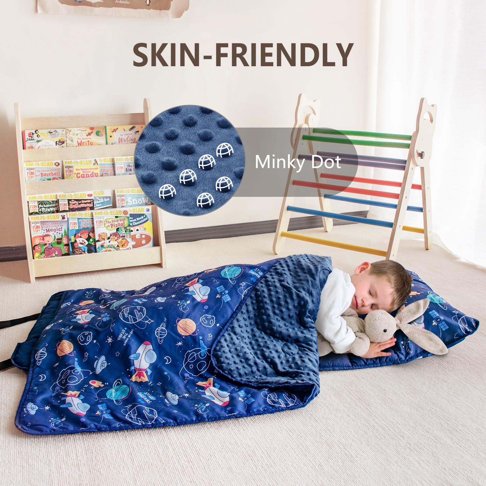 Primlect mat includes elastic straps and a name-tag pocket for organized carry.