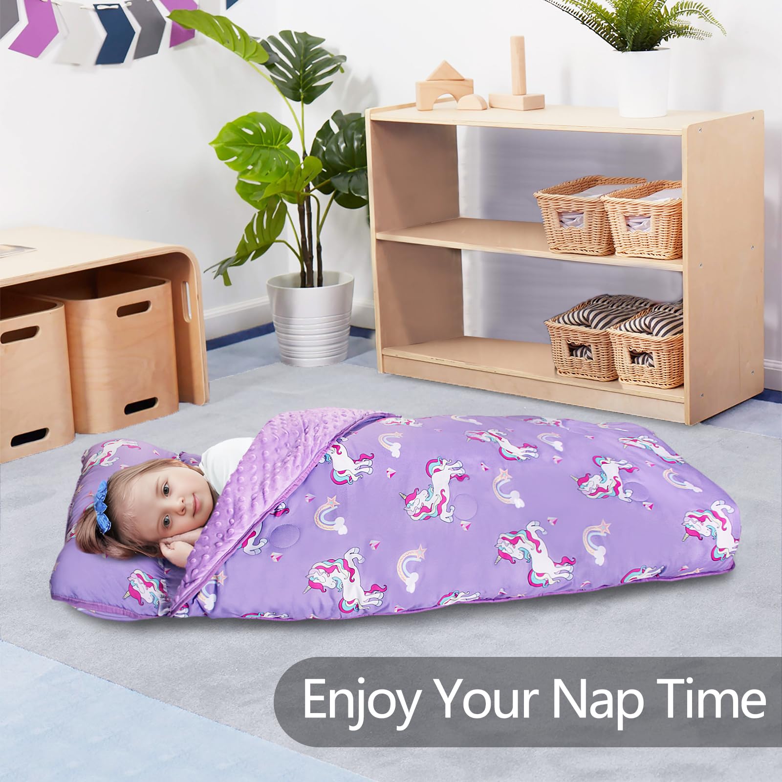 PRIMLECT nap mat minky dot lining creates a soft nap time touch
