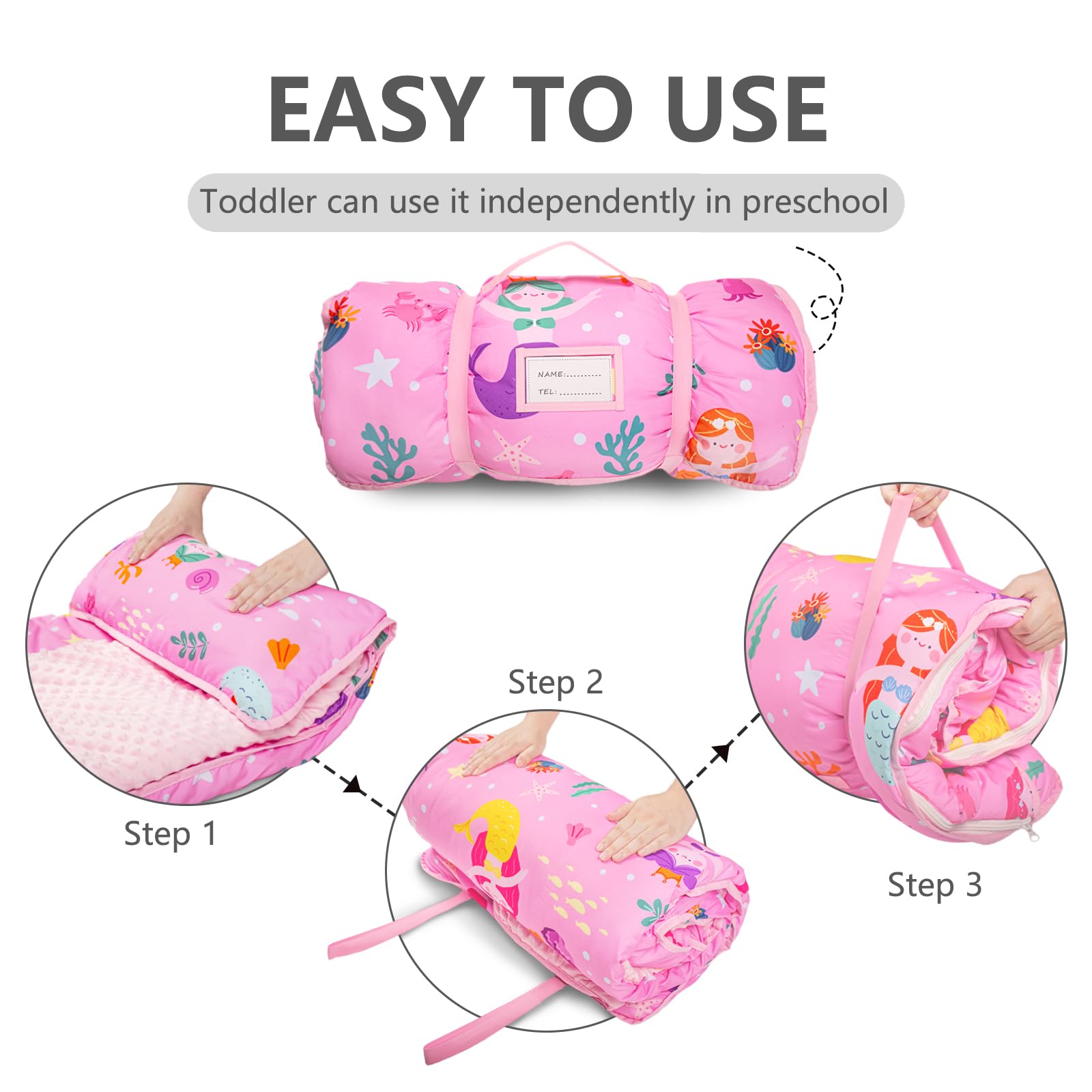 Primlect Mermaid nap mat portable for daycare and travel use.